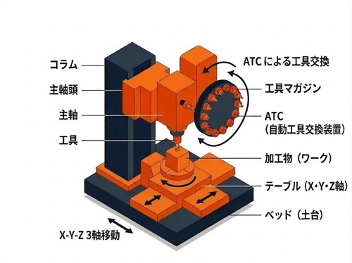 マシニングセンタの基本的な構造